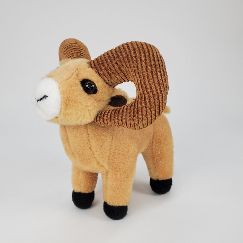 Wild Republic Bighorn Sheep Ram Plush Stuffed Animal Tan Brown Ribbed Horns 8"